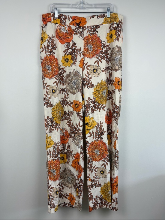 Lane Bryant Pants - NWT Lane Bryant Floral Wide-Leg Pants 18L Linen Blend Plus Size Long Retro Chic